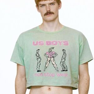 Mint Pastel Super 80s Vintage Boxy cropped Us Boys Pride Graphic Tee